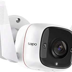 TP-LINK Tapo C310, cámara de seguridad Wi-Fi para exteriores, definición de 3MP, alarma de luz y sonido, visión nocturna, funciona con Alexa